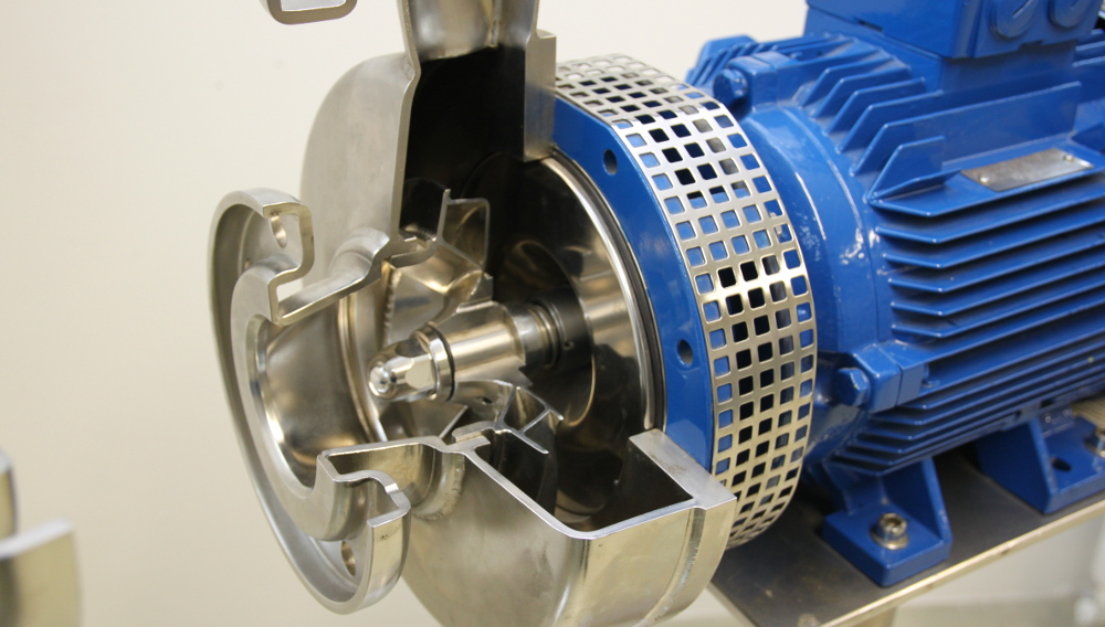 Centrifugal pump cut open for demonstration purposes