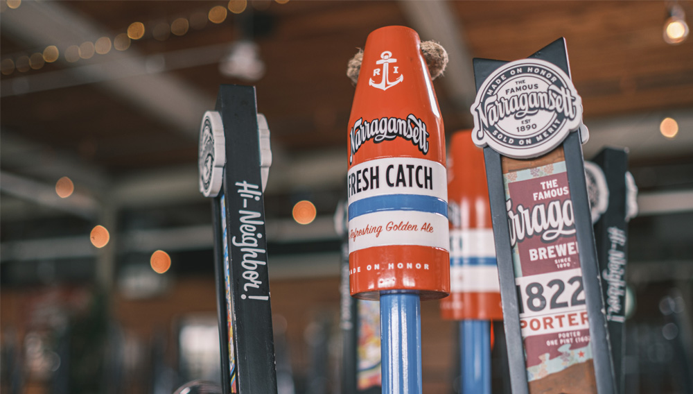 Tap handles at the new brewery in Providence (Courtesy: Narragansett Brewing Co.)