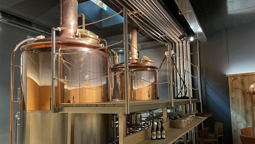 Copper tanks at the Mendelbier brewery in Italy
