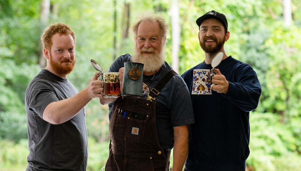 The brewers of Tributary: (from left) Woody Mott, lead brewer; Tod Mott, brewmaster, Tyler Plourd, brewer