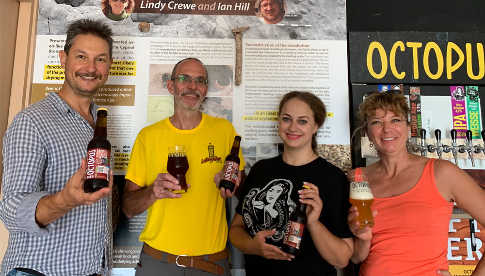 Taras Lozhenko, Dr. Markus Fohr, Tetiana Volynska, master brewer Octo Microbrewery, Donka Fohr, beer sommelier at the Lahnsteiner Brewery