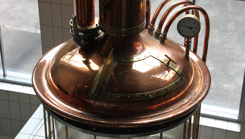 Mash tun with a glass body, detail