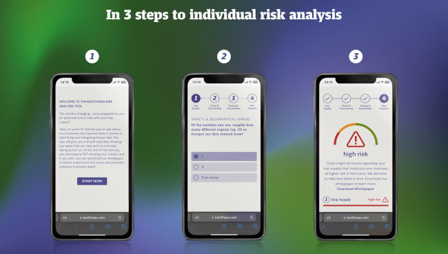Exemplary images of the BarthHaas risk analysis tool on a mobile screen (Photo: BarthHaas)