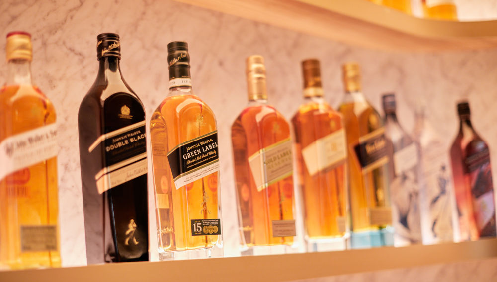 Johnnie-Walker-Bottles in a row (Photo: Diageo)