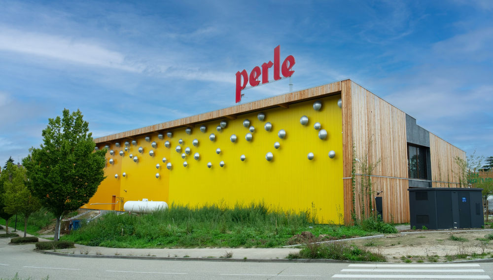 Facade of the Perle brewery in Strasbourg, France (Photo: Brasserie Perle)