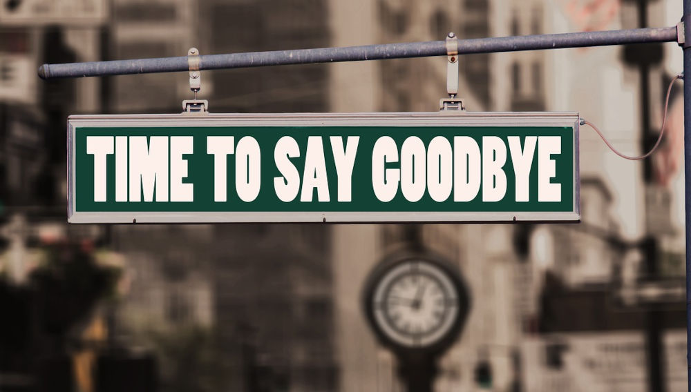 Schild Time to say Goodbye (Foto: Gerd Altmann auf pixabay)