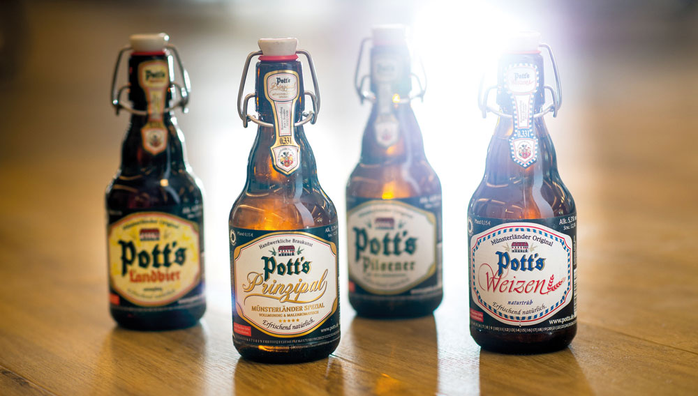 Alle vier Bierspezialitäten füllt Pott’s in Bügelverschlussflaschen