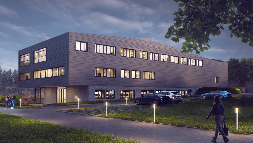 Visualisierung des neuen Zentrums für angewandte Brau- und Getränketechnologie der HSWT in Freising
