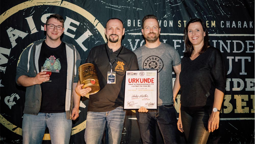 Gewinner des Hobbybrauerwettbewerbs bei der Home Brew 2019 Heiko Mu00fcller (2. v. li.)