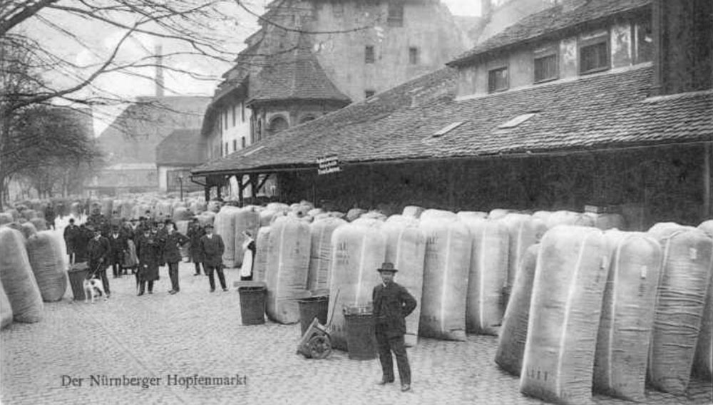 Hopfenhandel auf dem Nu00fcrnberger Kornmarkt