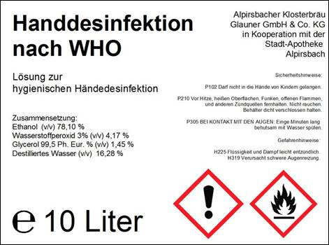 Gefahrendeklaration: Alpirsbacher Desi No.1 Eau de Corone