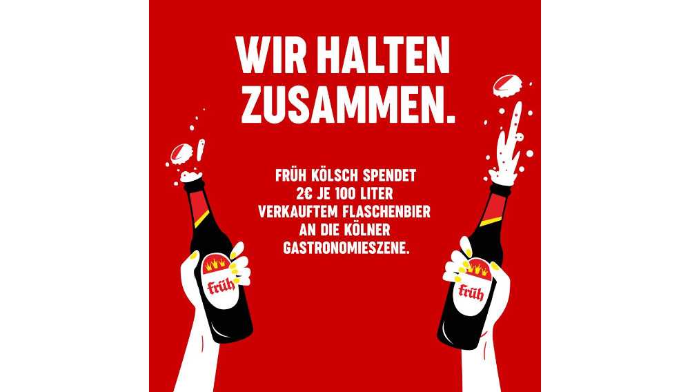 Spontane Spendenaktion: je 100 verkaufter Flaschen gehen 2 EUR an die Kölner Gastronomie (Foto: Cölner Hofbräu)