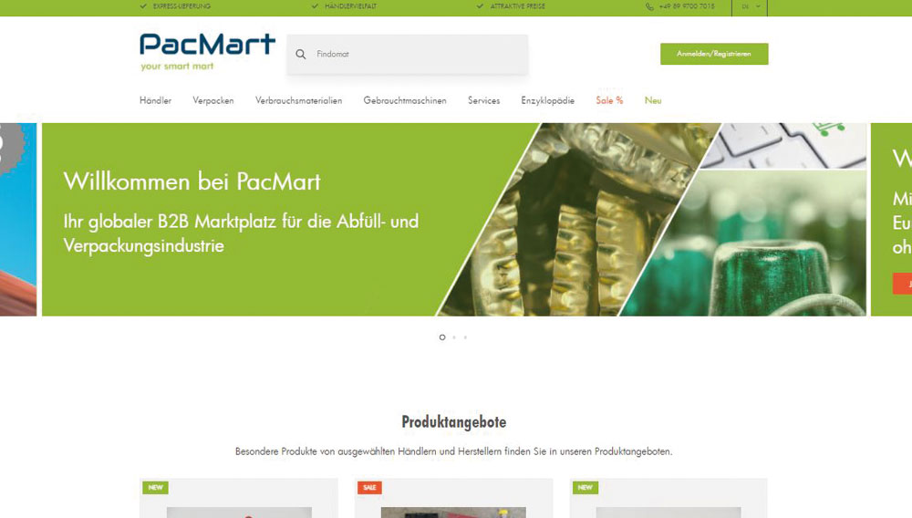 Screenshot des Online-Marktplatzes PacMart