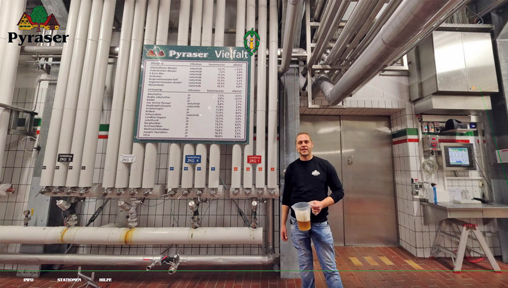 Screenshot der virtuellen Pyraser Brauereiführung