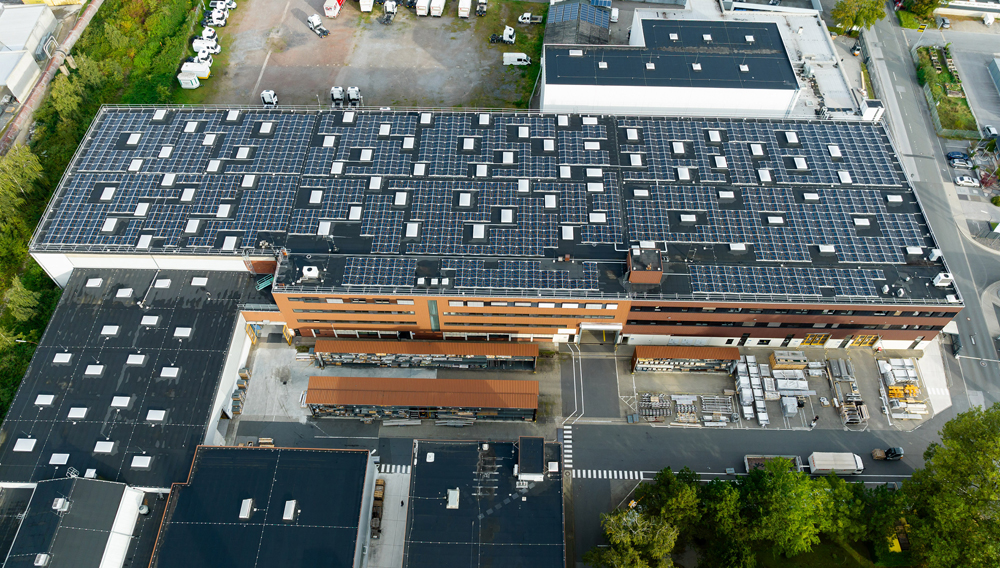 Blick auf die Photovoltaikanlage am KHS-Standort in Dortmund (Foto: Carsten Brand)