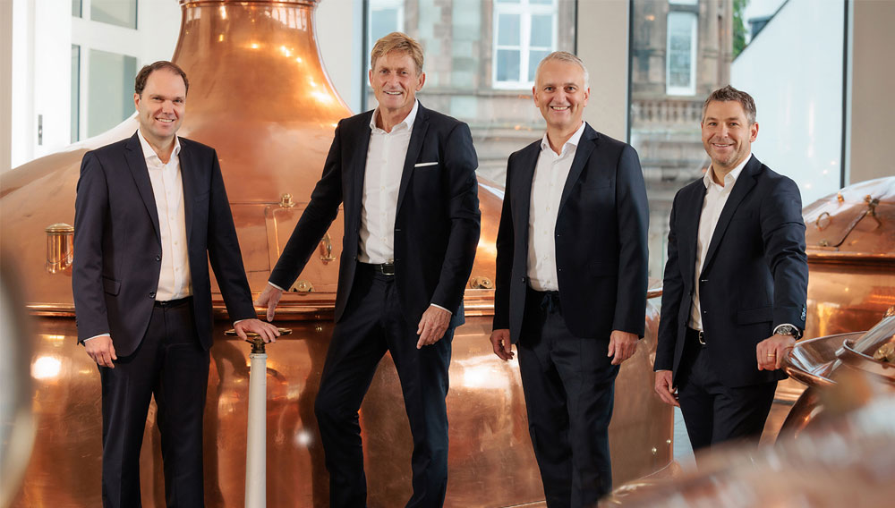 Geschäftsführung der Bitburger Braugruppe, v.li. Dr. Stefan Schmitz, Jan Niewodniczanski, Markus Spanier und Sebastian Holtz