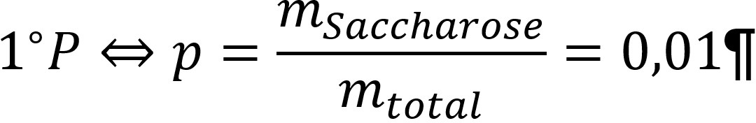 Formel der Definition von Grad Plato